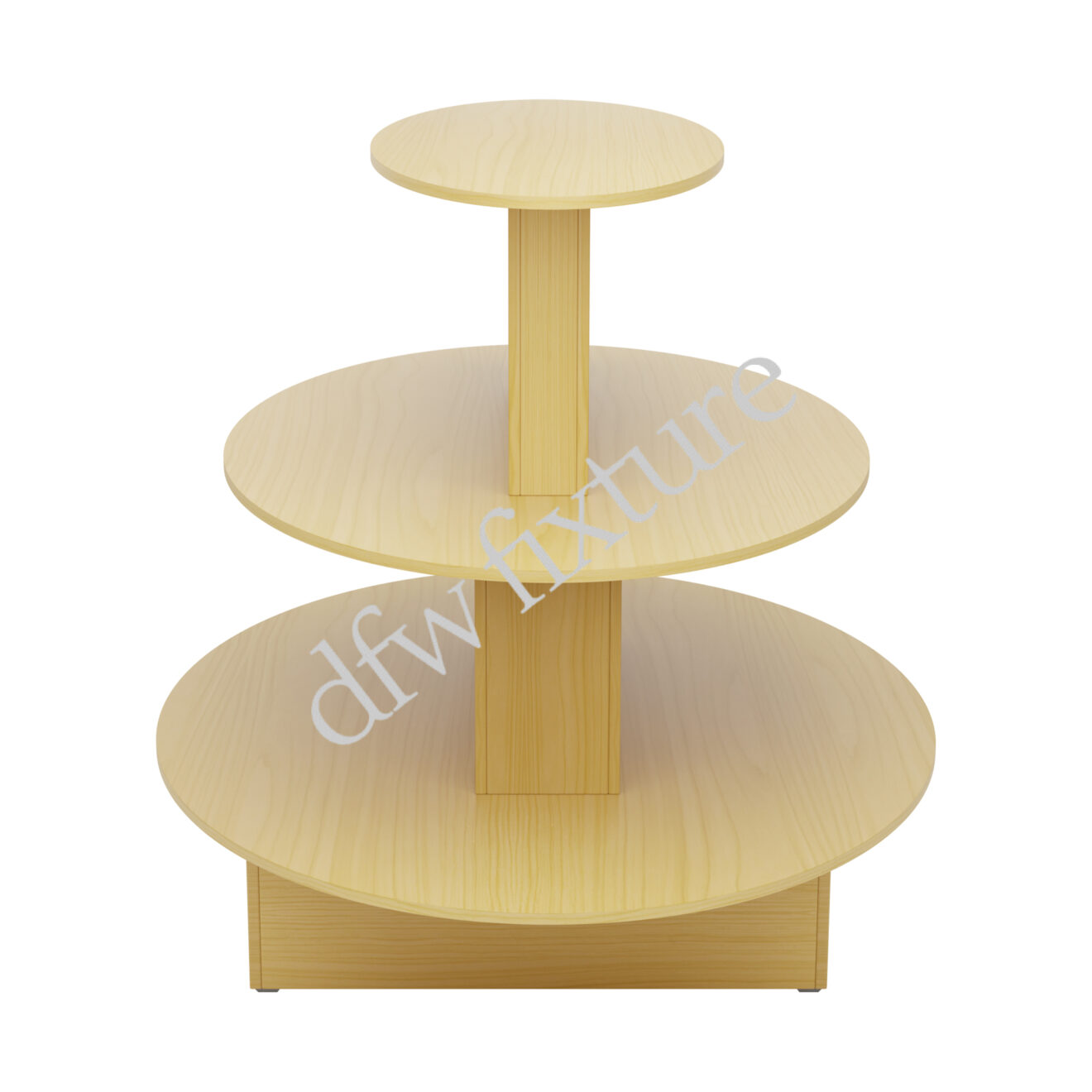 3 Tier Round Display Table-Maple - storedisplayfixture.com
