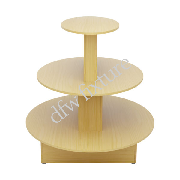 3 Tier Round Display Table-Maple