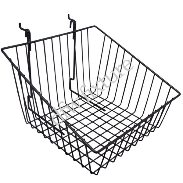Gridwall/Slatwall Slant Basket - 12x12x8x4- Black