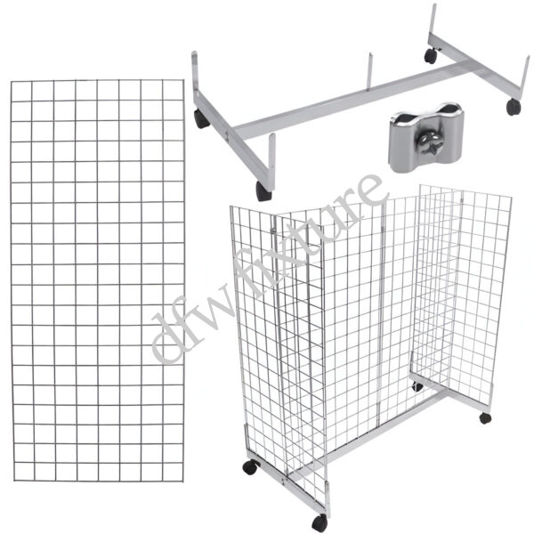 Grid Gondola Display- 4ft- Chrome