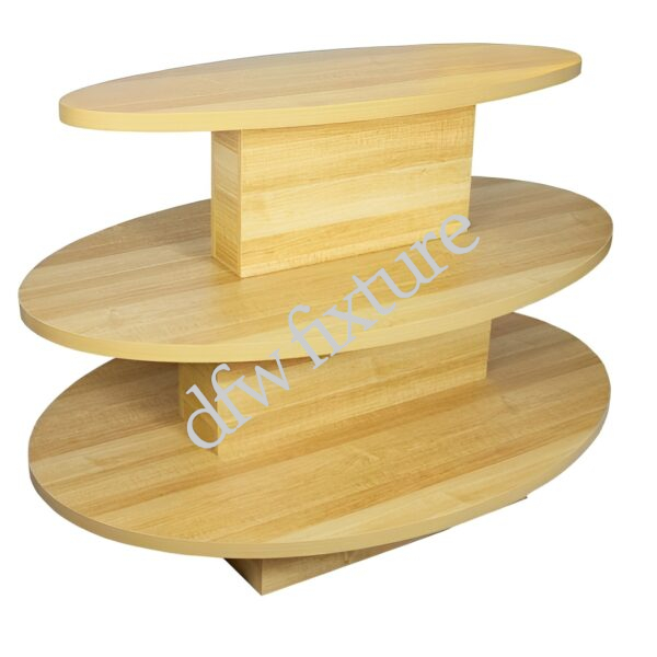 3 Tier Oval Display Table-Maple