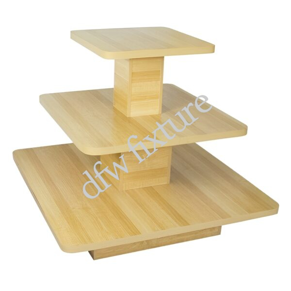 3 Tier Square Display Table-Maple