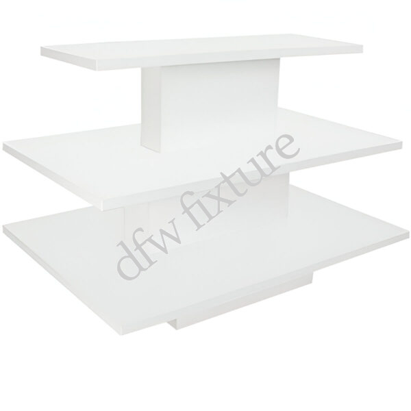 3 Tier Rectangle Display Table-White with White Trim