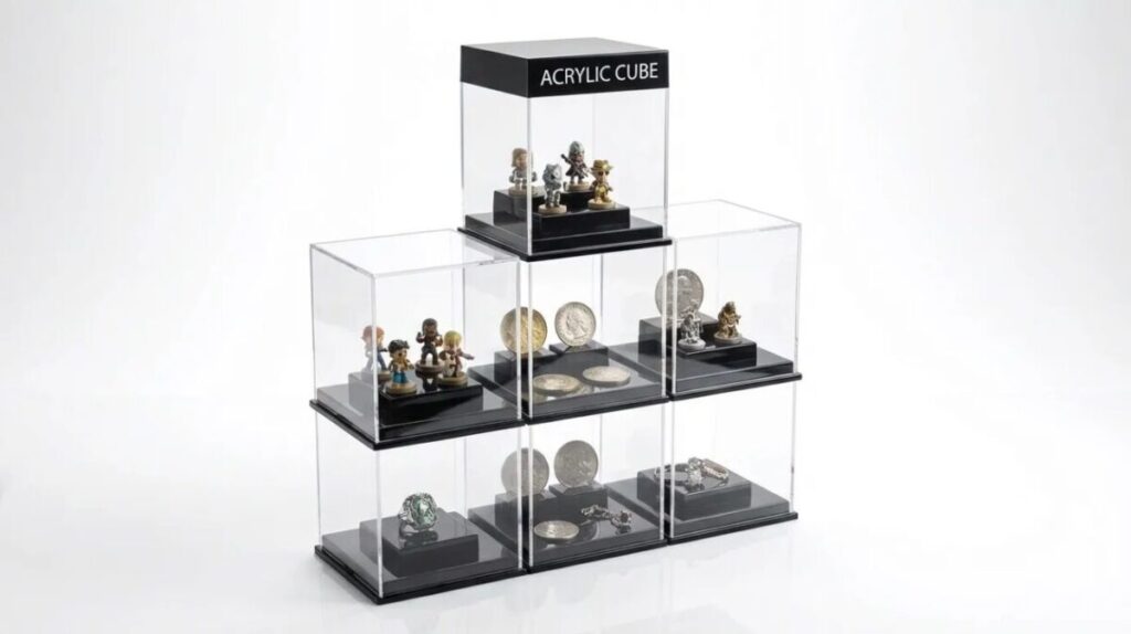Acrylic stackable cube case 
