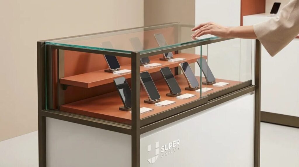Glass Top Mobile Display Counter