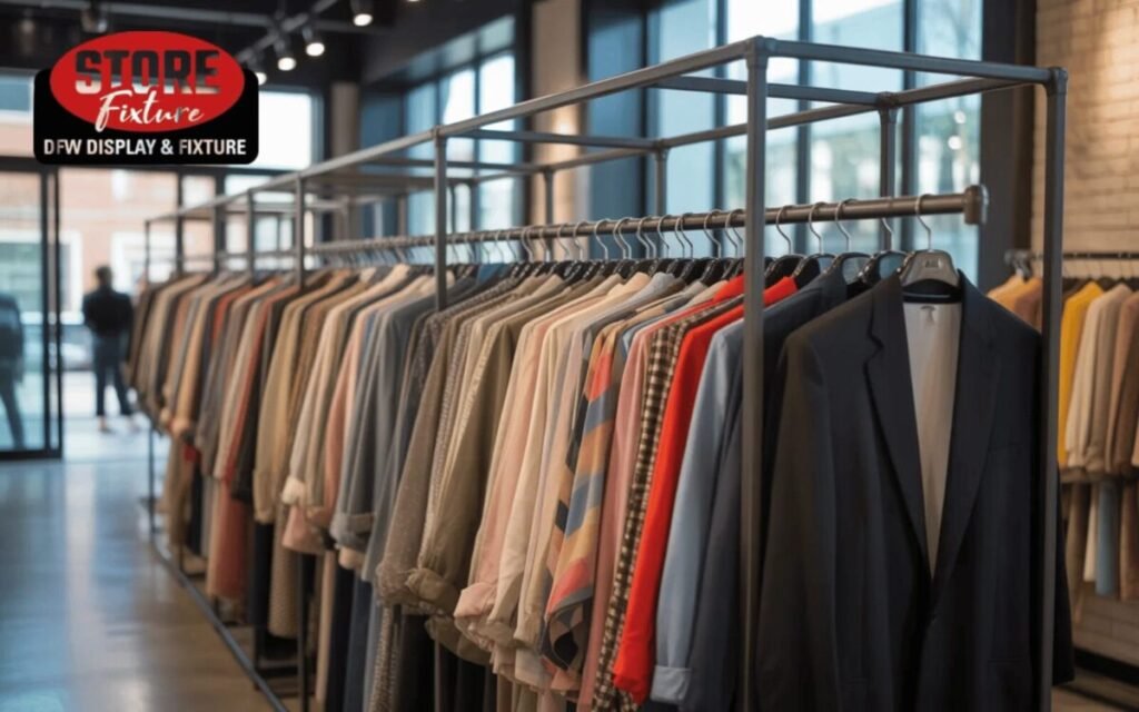 Black Industrial Metallic Frame Cloth Hanging Rack