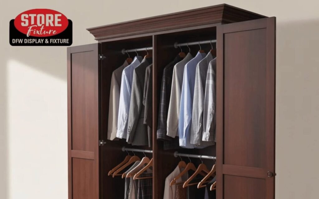 Dark Brown Cabinet-Style Cloth Hanging Rack