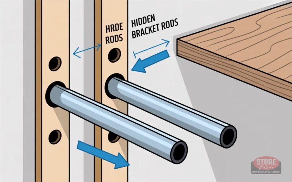Hidden bracket rods