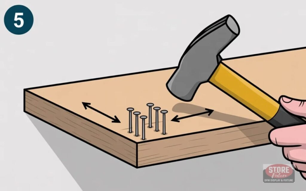 Secure using finish nails
