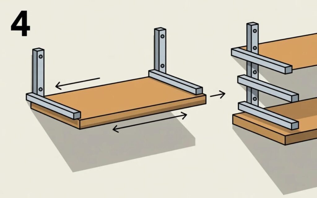 Slide shelf into bracket rods