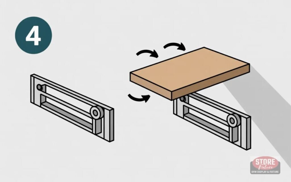 Slide shelf over cleat