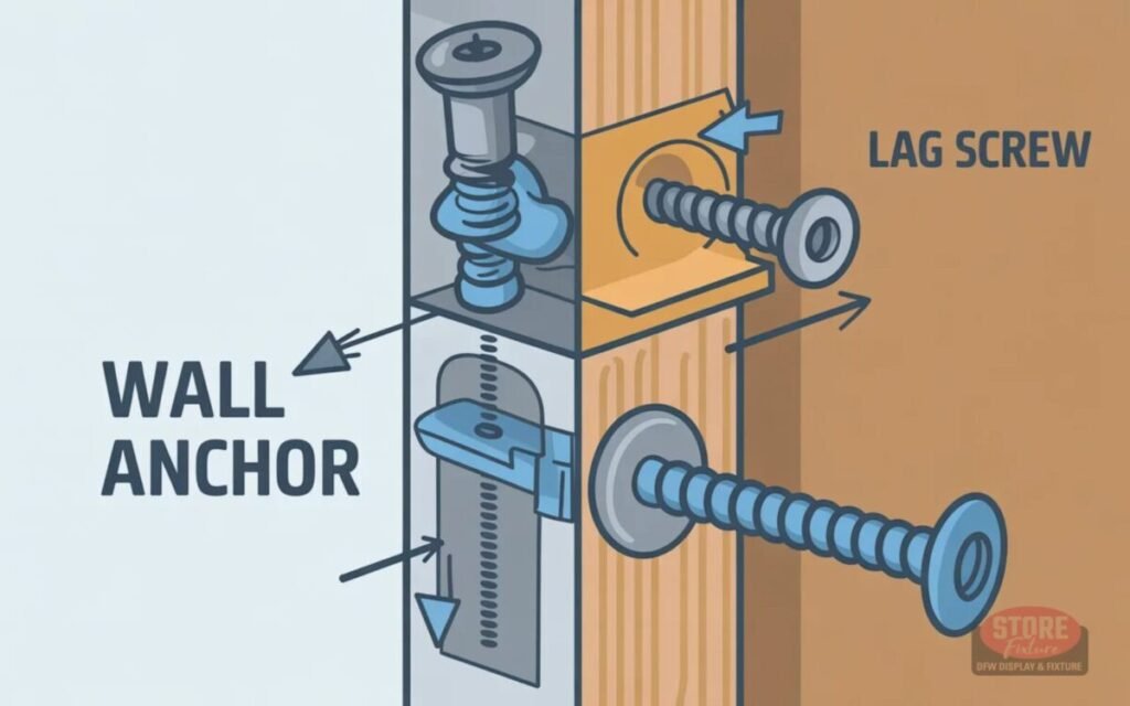Wall anchors or lag screws
