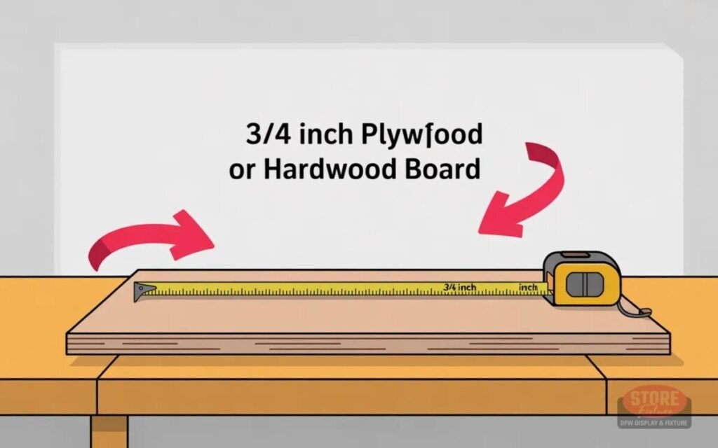 ¾″ plywood or hardwood board