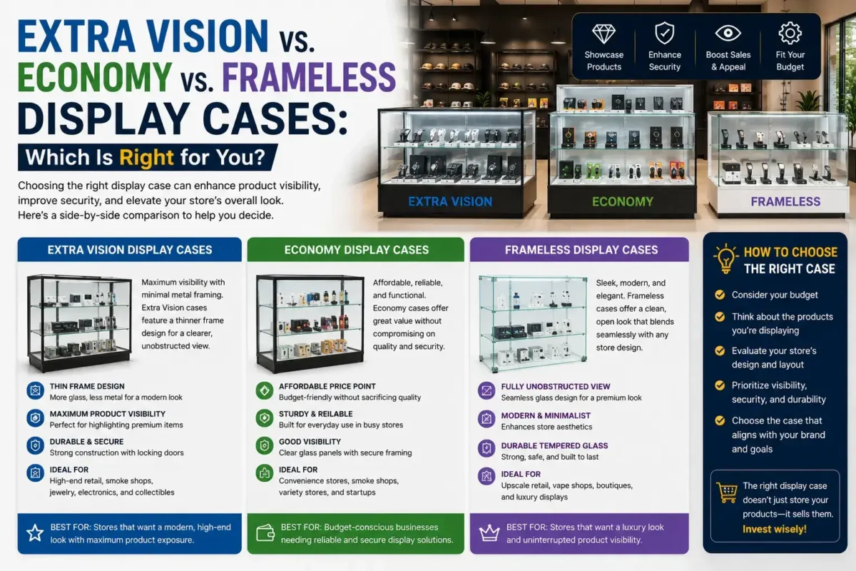Extra Vision vs. Economy vs. Frameless Display Cases