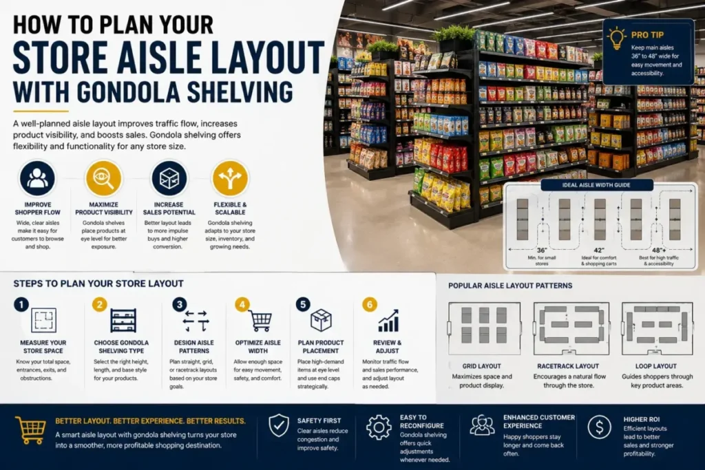 How to Plan Your Store Aisle Layout with Gondola Shelving